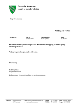 Surnadal Kommune Areal- Og Naturforvaltning