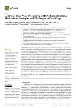 Control of Plant Viral Diseases by CRISPR/Cas9: Resistance Mechanisms, Strategies and Challenges in Food Crops