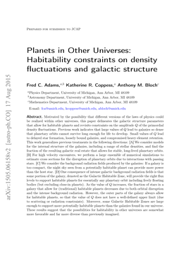 Planets in Other Universes: Habitability Constraints on Density ﬂuctuations and Galactic Structure