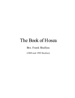 The Book of Hosea