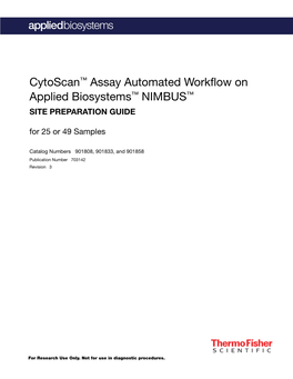 Cytoscan™ Assay Automated Workflow Site Preparation Guide—Applied Biosystems™ NIMBUS™ Instrument 3 Contents