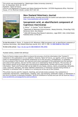 New Zealand Veterinary Journal Isocupressic Acid, an Abortifacient