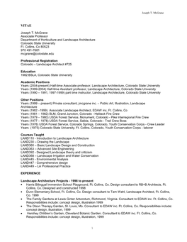 Part I: Curriculum Vitae