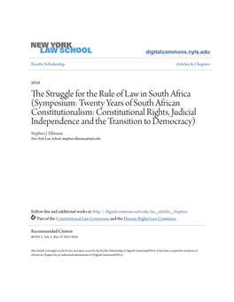 The Struggle for the Rule of Law in South Africa (Symposium: Twenty Years of South African Constitutionalism: Constitutional