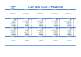 Enka Schools June Menu 2019