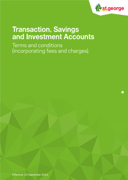 Transaction, Savings and Investment Accounts: Terms and Conditions