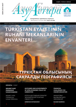 Türkistan Eyaletinin Ruhani Mekanlarinin Envanteri Түркістан Облысының Сакралды Географиясы Daulet Zhailybayev