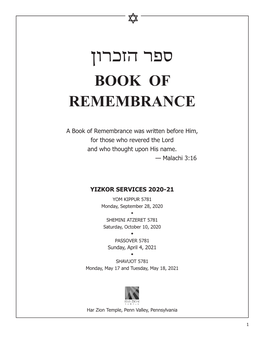 Iurfzv Rpx BOOK of REMEMBRANCE