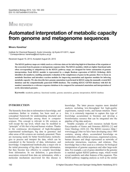 Automated Interpretation of Metabolic Capacity from Genome and Metagenome Sequences