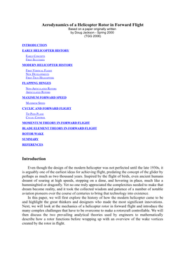 Aerodynamics of a Helicopter Rotor in Forward Flight Based on a Paper Originally Written by Doug Jackson - Spring 2000 (TGG 2006)