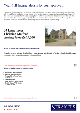 34 Lime Trees Christian Malford Asking Price £695,000 Your Full