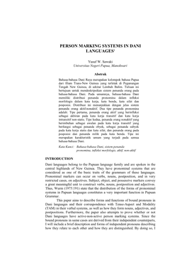 Person Marking Systems in Dani Languages1