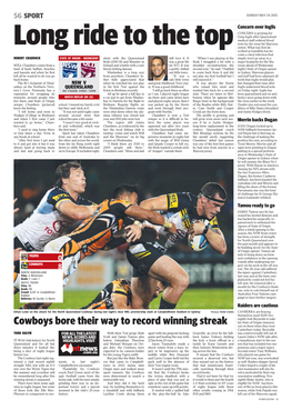 Cowboys Bore Their Way to Record Winning Streak His State of Origin Omission out on Them When They Host Canterbury Today