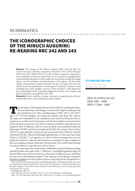 The Iconographic Choices of the Minucii Augurini: Re-Reading Rrc 242 and 243