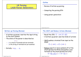 LR Parsing LALR Parser Generators