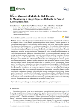 Winter Geometrid Moths in Oak Forests: Is Monitoring a Single Species Reliable to Predict Defoliation Risk?