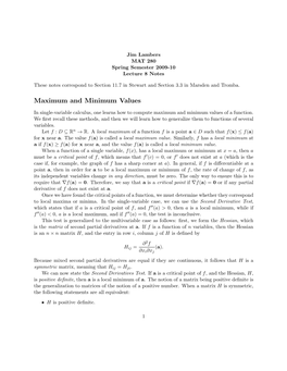 Maximum and Minimum Values