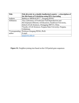 A Description of the Fish Fauna of Uzbekistan Using DNA