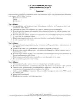 Ap® United States History 2006 Scoring Guidelines