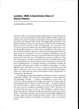 A Synchronic View of Dance History