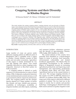 Cropping Systems and Their Diversity in Khulna Region