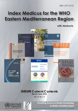 IMEMR Current Contents Fax: +20 2 22765424 March-June 2014 E-Mail: Emrgoksp@Who.Int Vol