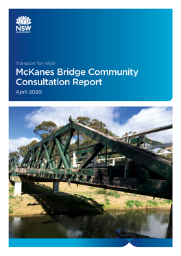Mckanes Bridge Community Consultation Report April 2020 Ii Transport for NSW Contents