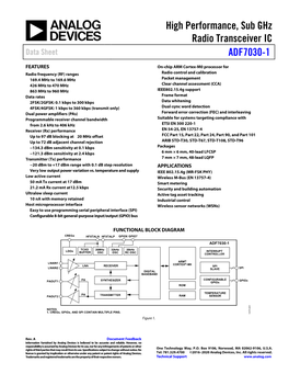 High Performance, Sub Ghz Radio Transceiver IC ADF7030-1