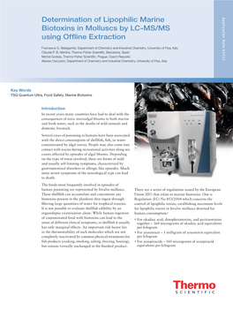 Determination of Lipophilic Marine Biotoxins in Molluscs by LC-MS/MS – Version 3 UNICHIM, Manual N