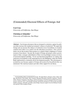 (Unintended) Electoral Effects of Foreign Aid Projects