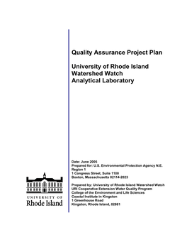 Quality Assurance Project Plan University of Rhode Island