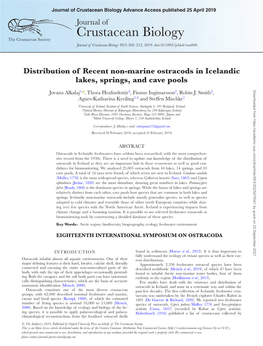 Crustacean Biology Advance Access Published 25 April 2019 Journal of Crustacean Biology the Crustacean Society Journal of Crustacean Biology 39(3) 202–212, 2019