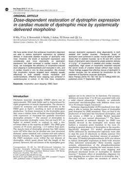 Dose-Dependent Restoration of Dystrophin Expression in Cardiac Muscle of Dystrophic Mice by Systemically Delivered Morpholino