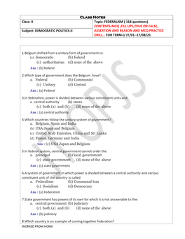 Contents-Mcq ,Fill Ups,True Or False, Assertion and Reason and Mcq