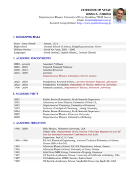 CURRICULUM VITAE Iannis K. Kominis