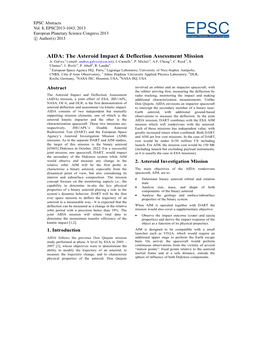 AIDA: the Asteroid Impact & Deflection Assessment Mission