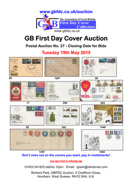 GB First Day Cover Auction Postal Auction No