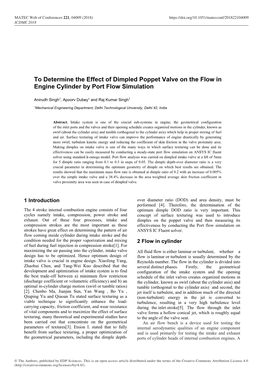 To Determine the Effect of Dimpled Poppet Valve on the Flow in Engine Cylinder by Port Flow Simulation