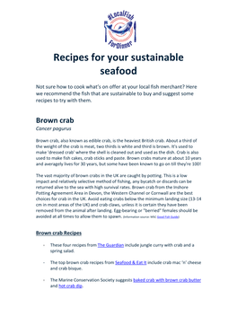 Recipes for Your Sustainable Seafood