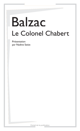 Le Colonel Chabert BALZAC