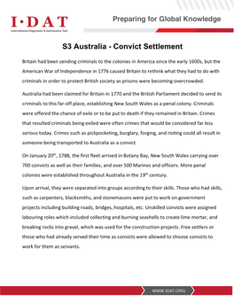 S3 Australia - Convict Settlement