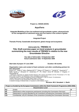 Of Trends in Groundwater Quality