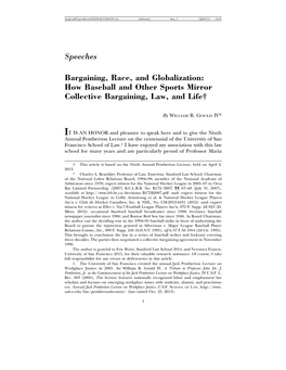 Bargaining, Race, and Globalization: How Baseball and Other Sports Mirror Collective Bargaining, Law, and Life†