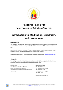 Resource Pack 2 for Newcomers to Triratna Centres