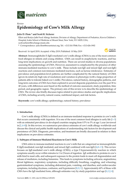 Epidemiology of Cow's Milk Allergy