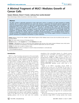 A Minimal Fragment of MUC1 Mediates Growth of Cancer Cells