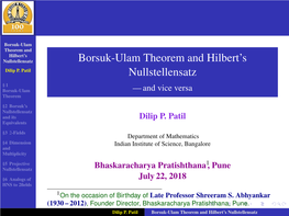 Borsuk-Ulam Theorem and Hilbert's Nullstellensatz