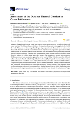 Assessment of the Outdoor Thermal Comfort in Oases Settlements
