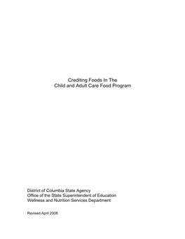 Crediting Foods in the Child and Adult Care Food Program