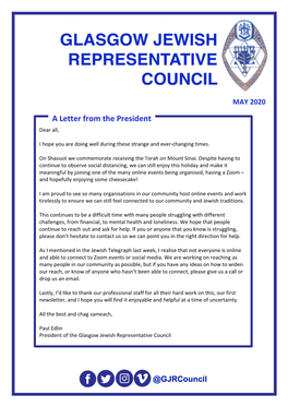 A Letter from the President Dear All
